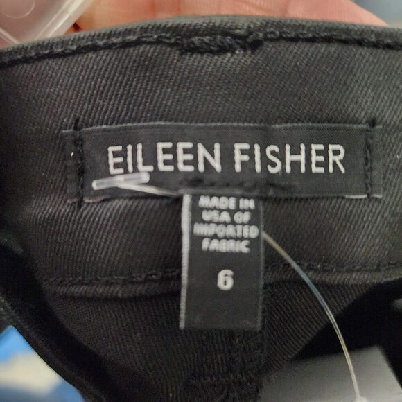 Eileen Fisher Black Metallic Straight Leg Pants Size 6 - Picture 6 of 8